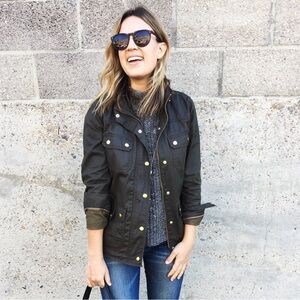 J. CREW Downtown Field Jacket in Waxed Black Cotton